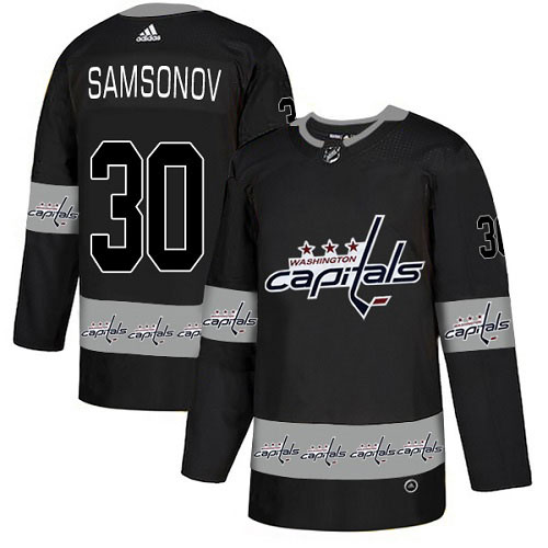 Cheap Men Adidas Washington Capitals 30 Ilya Samsonov Black Authentic Team Logo Fashion Stitched NHL Jersey